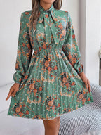 Vintage Pink Floral Pleated Dress - View 6 | WEUXS