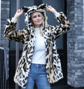 Wildcat Leopard Print Faux Fur Coat - WEUXS