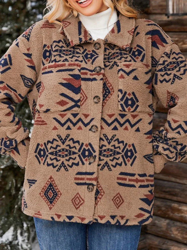 Aztec Print Sherpa Fleece Jacket Secondary image