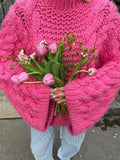 Khaki Chunky Cable Knit Sweater - WEUXS