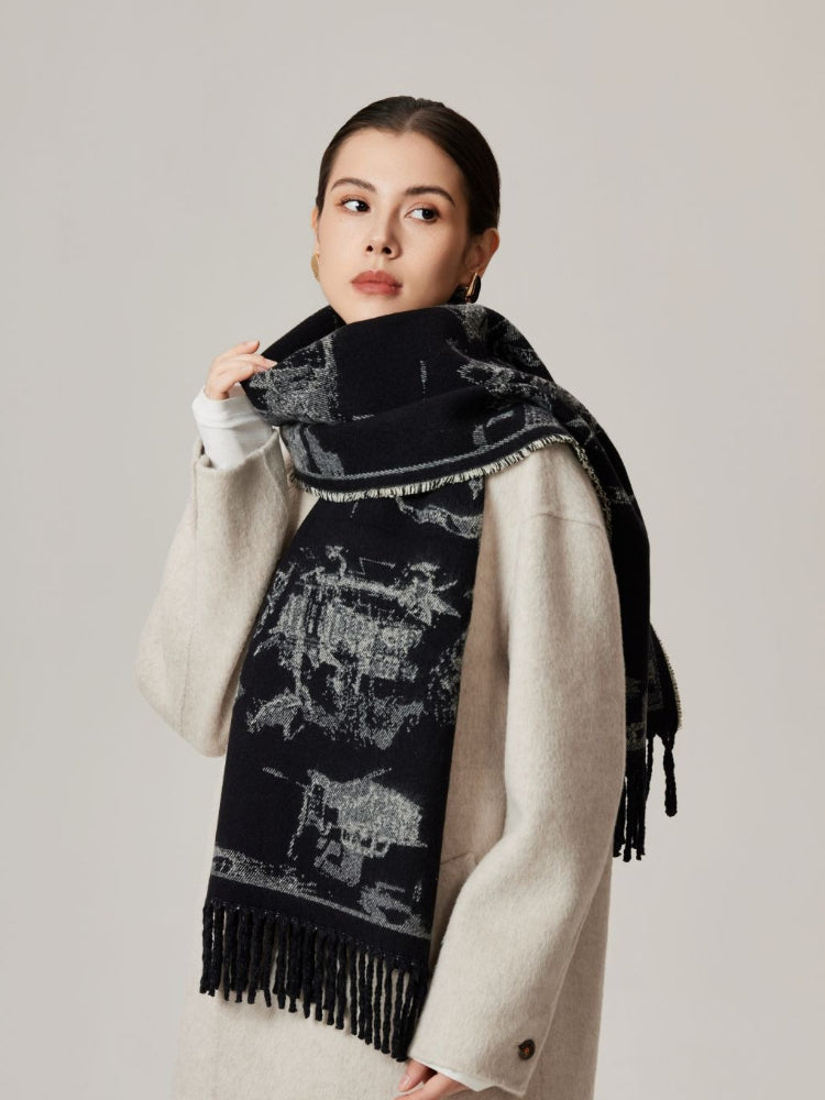 Soft Faux Cashmere Jacquard Scarf