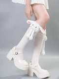 Knee high socks with detachable plush cat embellishment - View 12 | WEUXS