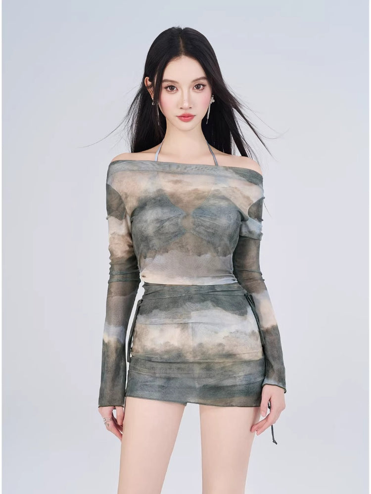 3-Piece Tie-Dye Swimsuit Set with Cover-Up Main image