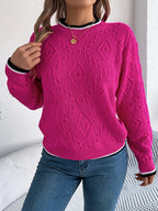 Khaki Textured Knit Crew Neck Sweater - View 15 | WEUXS