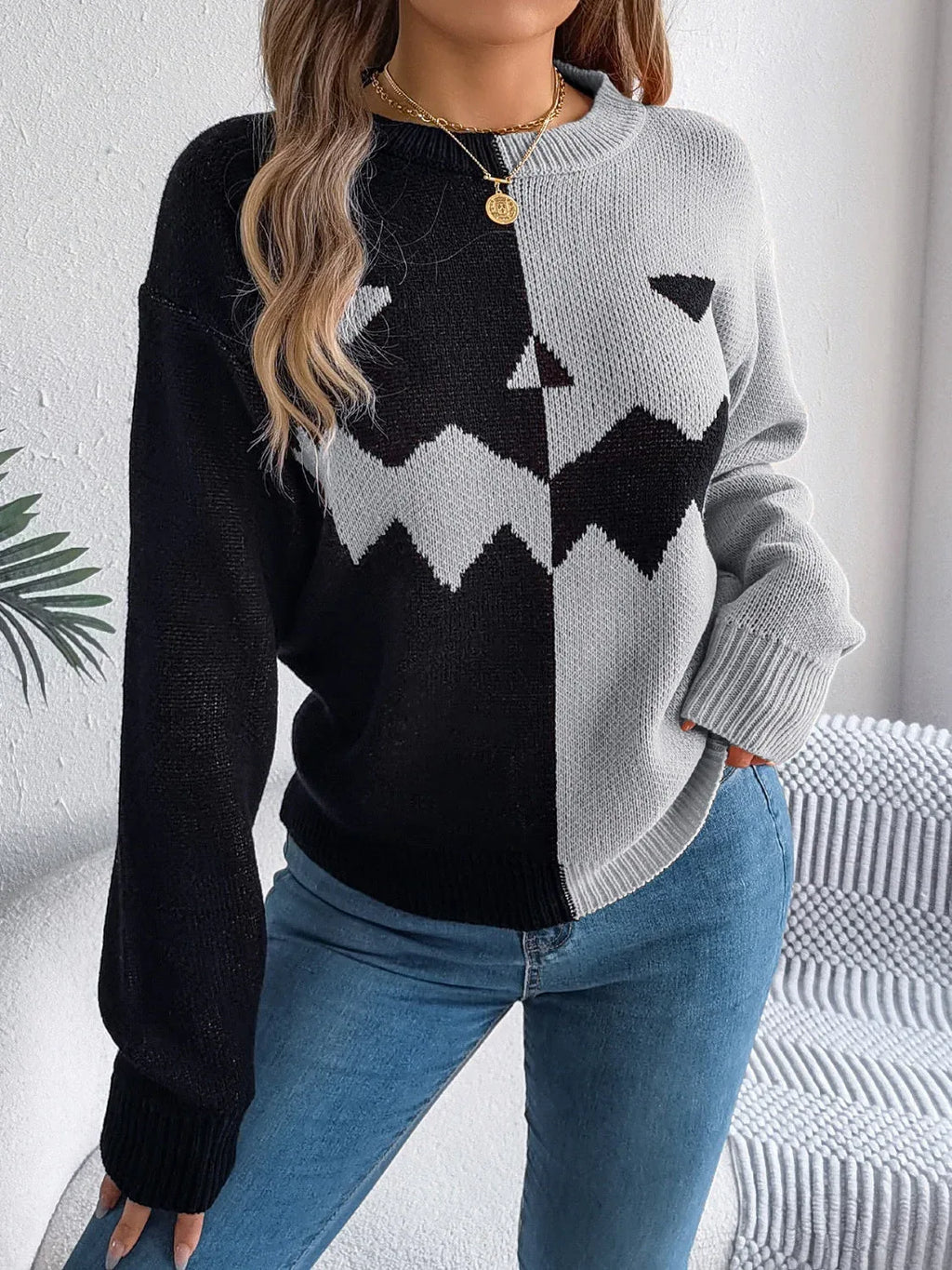 Color Block Pumpkin Sweater - View 12 | WEUXS