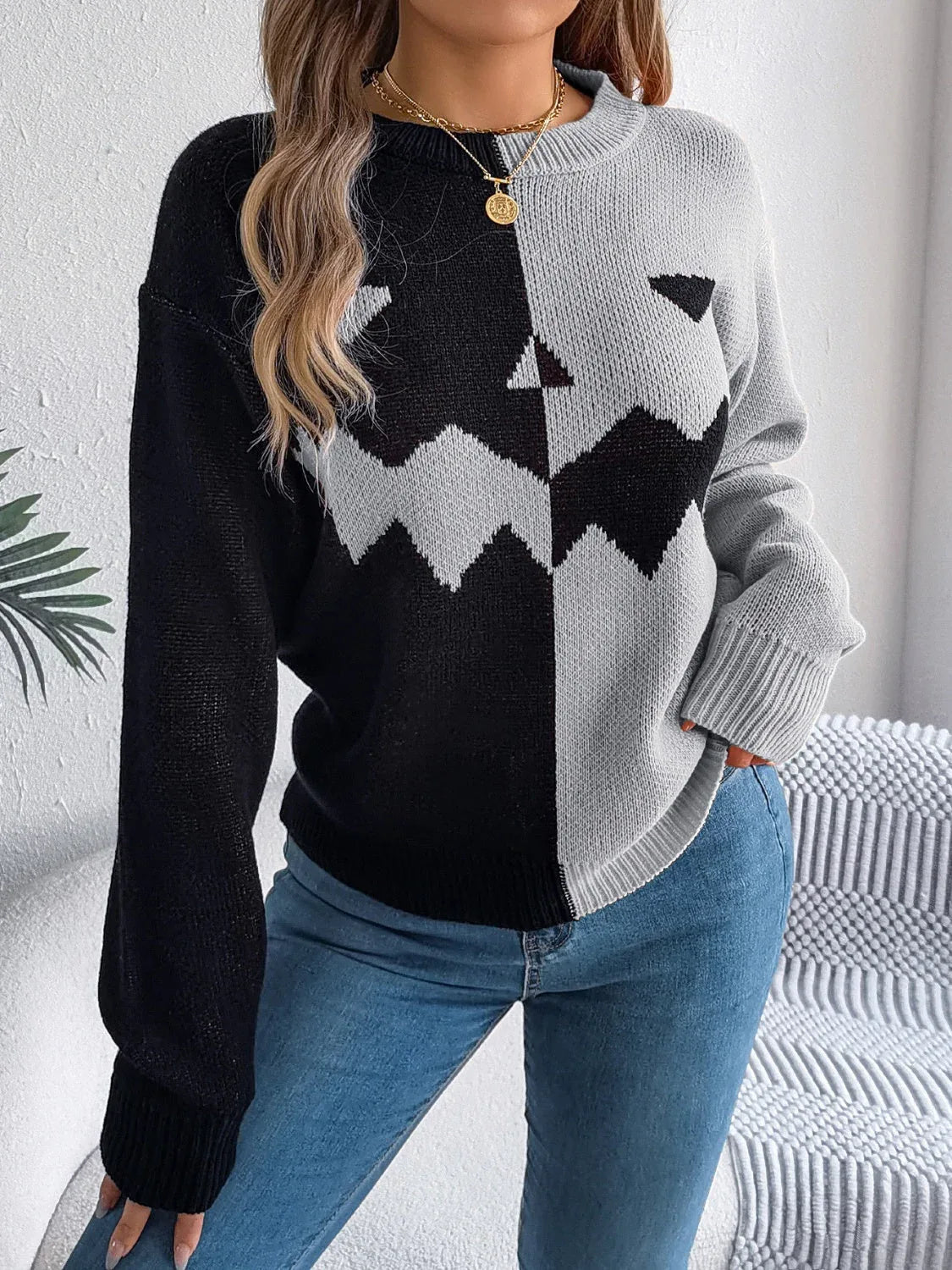 Color Block Pumpkin Sweater - View 12 | WEUXS