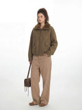 Vintage Faux Suede Aviator Bomber Jacket - WEUXS