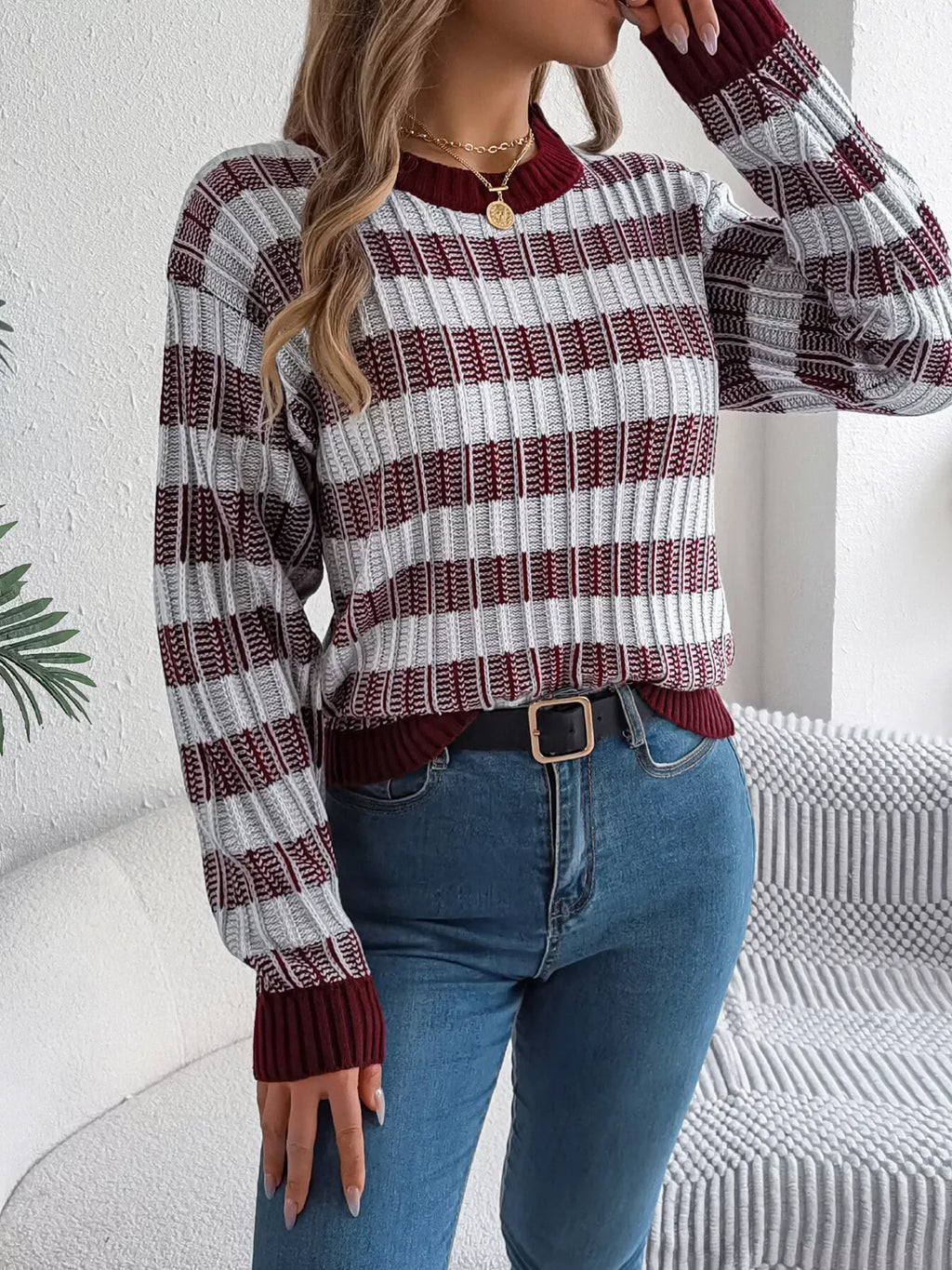 Vintage Lantern Sleeve Knit Sweater - View 18 | WEUXS