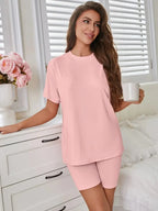 Oversized tee and biker shorts lounge set - View 7 | WEUXS