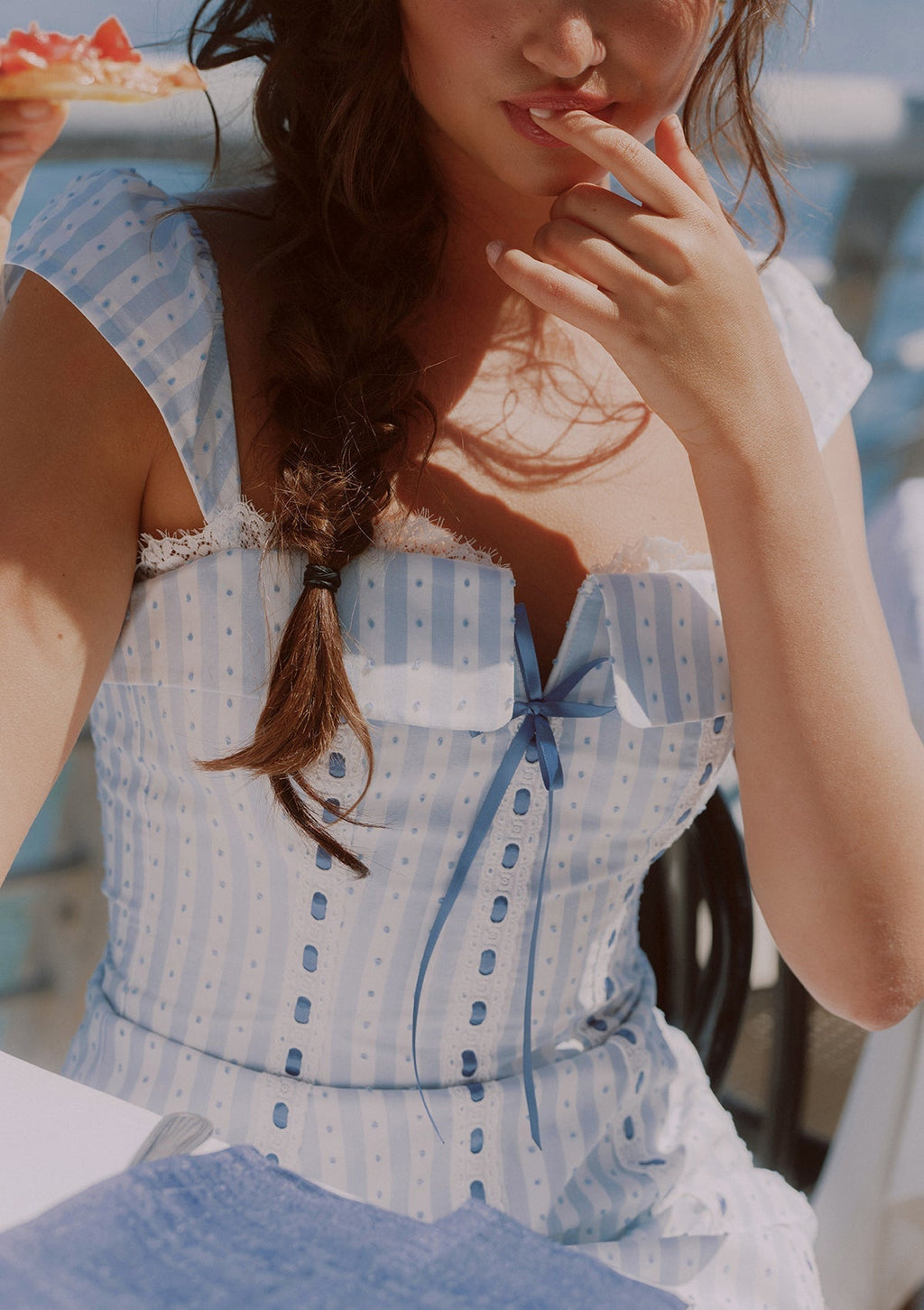 Mini A-line dress with puff sleeves and sweetheart neckline - View 10 | WEUXS