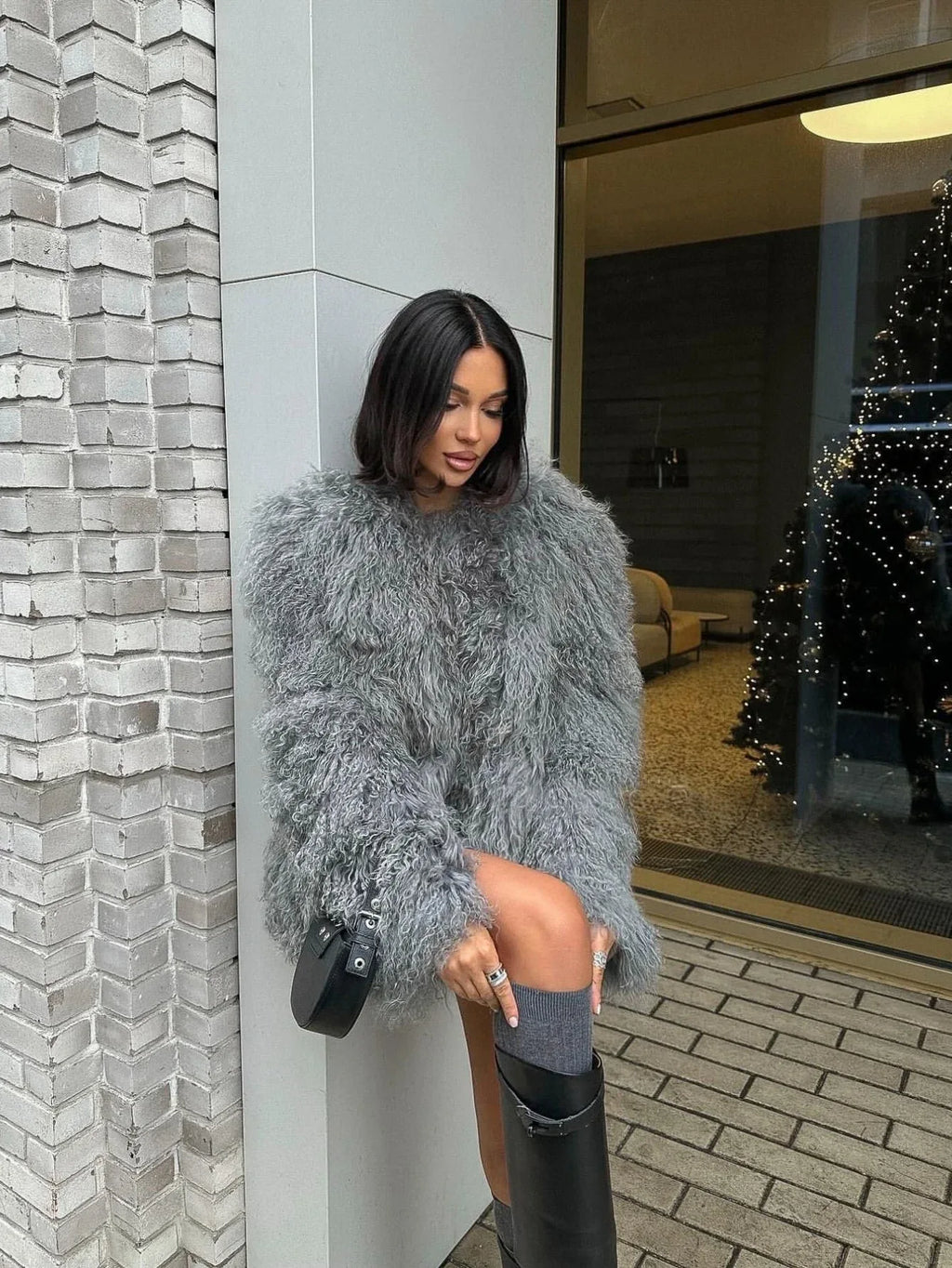 Faux Mongolian Fur Jacket - View 10 | WEUXS