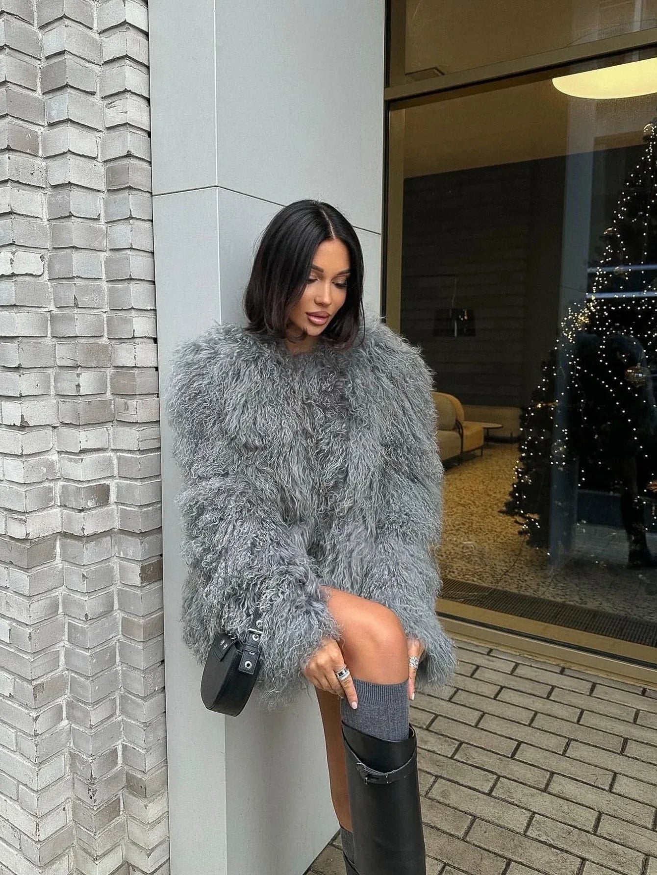 Luxe Faux Mongolian Lamb Fur Jacket - WEUXS