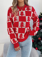 Festive Forest Checkerboard Knit Sweater - View 12 | WEUXS