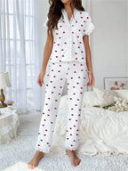 Ribbed Cherry Pajama Set - View 7 | WEUXS