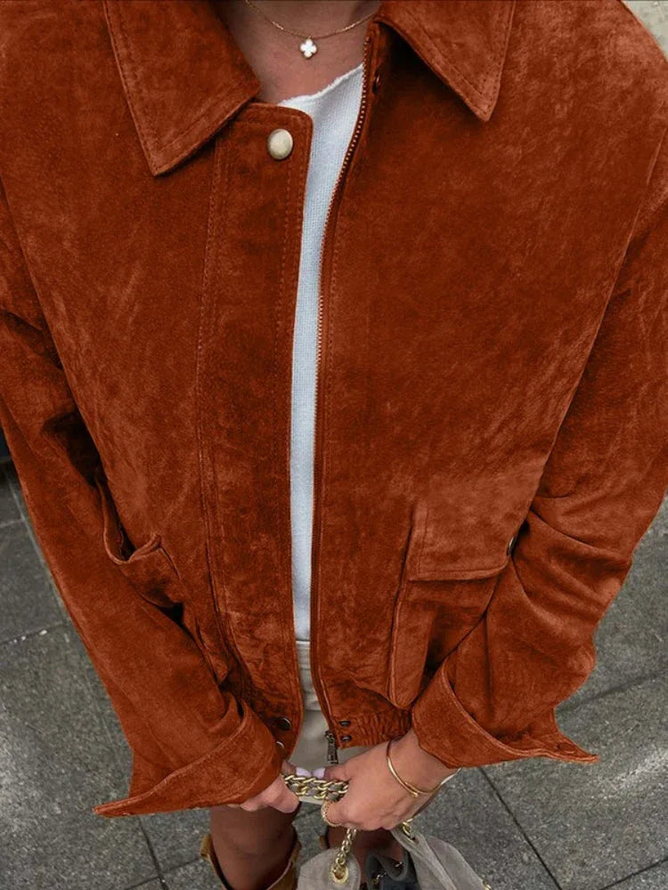 Vintage Faux Suede Bomber Jacket Secondary image