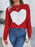 Cable knit sweater with heart design - View 14 | WEUXS
