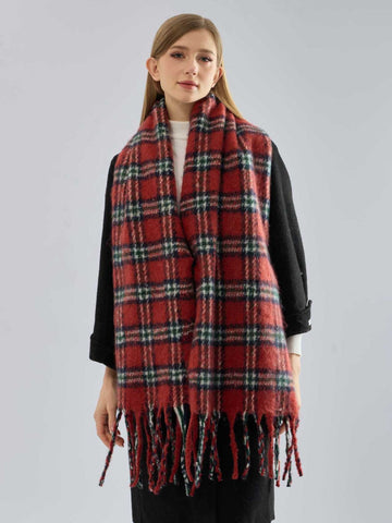 Heavyweight Plaid Scarf with Fringe
