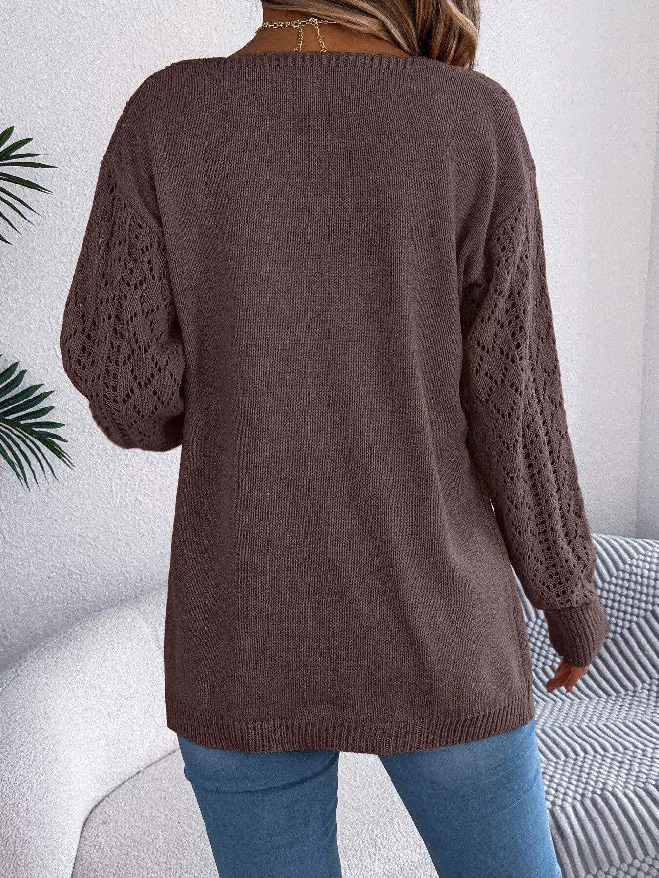 Pointelle knit cardigan - View 8 | WEUXS