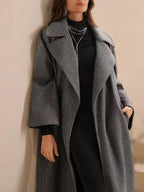 Seraphina Minimalist Long Wool-Blend Coat - View 6 | WEUXS