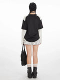 Grunge Gothic Fake Two-Piece Graphic Tee - WEUXS