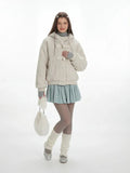 Cream Teddy Fleece Toggle Coat - WEUXS