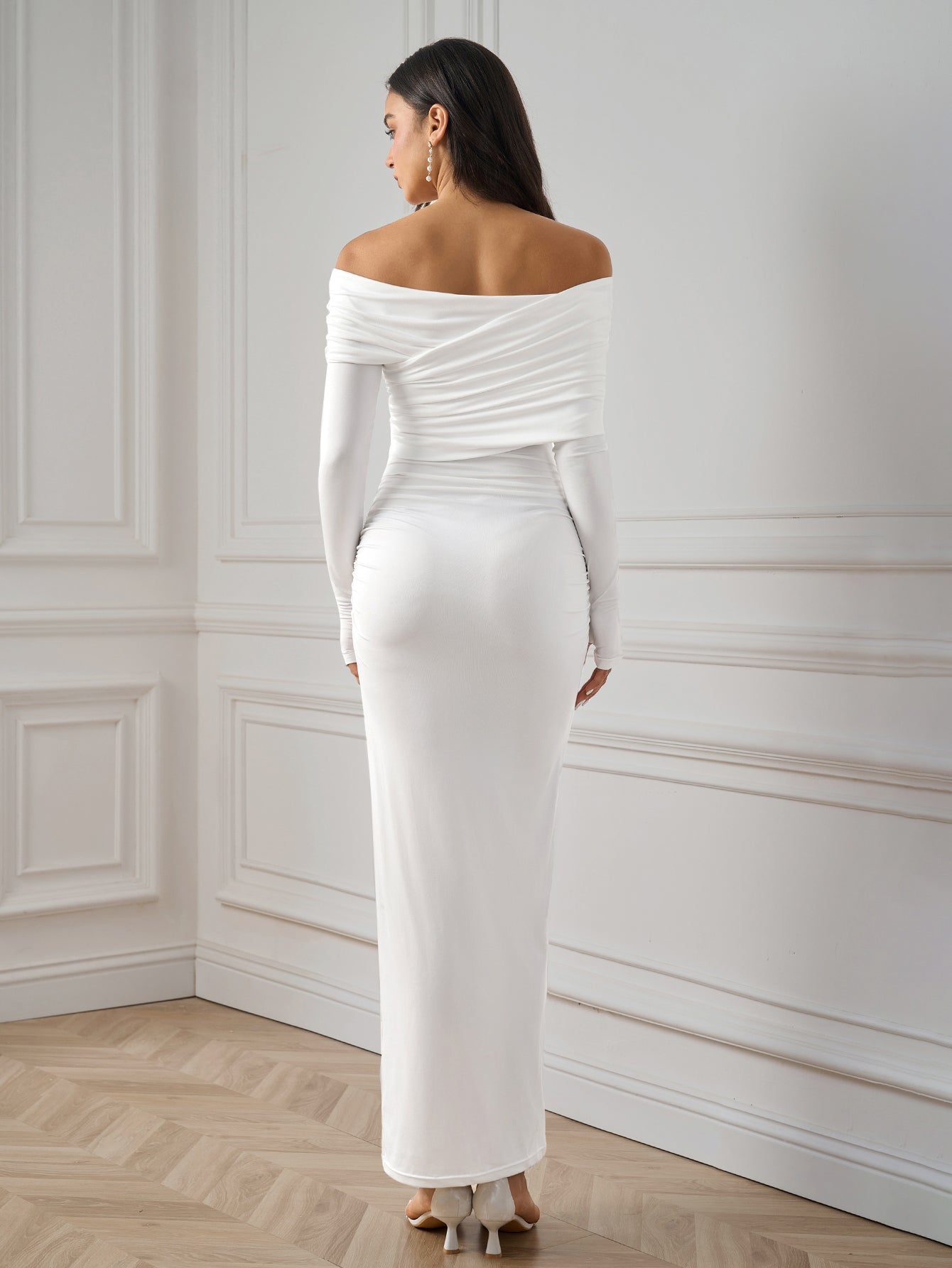 Maxi Dress with Asymmetrical Neckline - View 14 | WEUXS