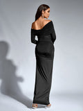 Maxi Dress with Asymmetrical Neckline - View 8 | WEUXS