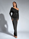 Maxi Dress with Asymmetrical Neckline - View 11 | WEUXS
