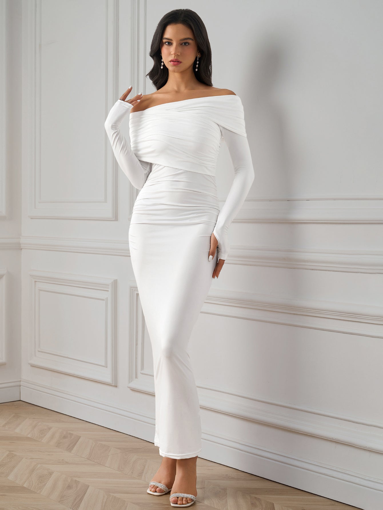 Maxi Dress with Asymmetrical Neckline - View 13 | WEUXS