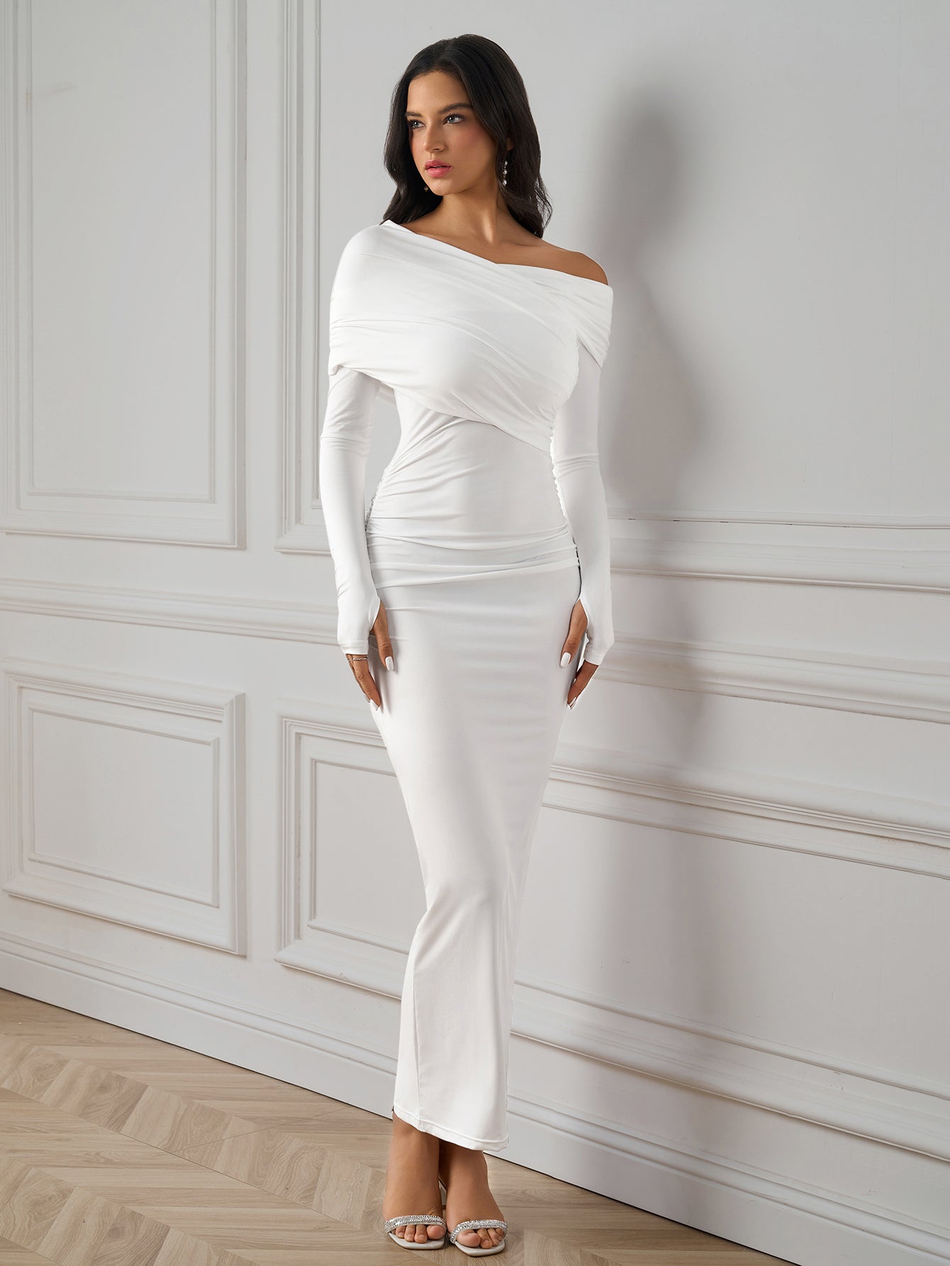 Maxi Dress with Asymmetrical Neckline - View 15 | WEUXS