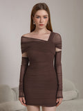 Asymmetrical Neckline Ruched Mini Dress - View 6 | WEUXS