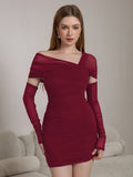 Asymmetrical Neckline Ruched Mini Dress - View 7 | WEUXS