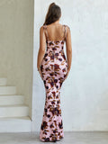 Floral Print Maxi Dress with Tie Shoulder Straps - View 38 | WEUXS