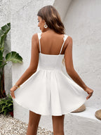 Satin fit and flare mini dress - View 8 | WEUXS