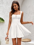 Satin fit and flare mini dress - View 7 | WEUXS