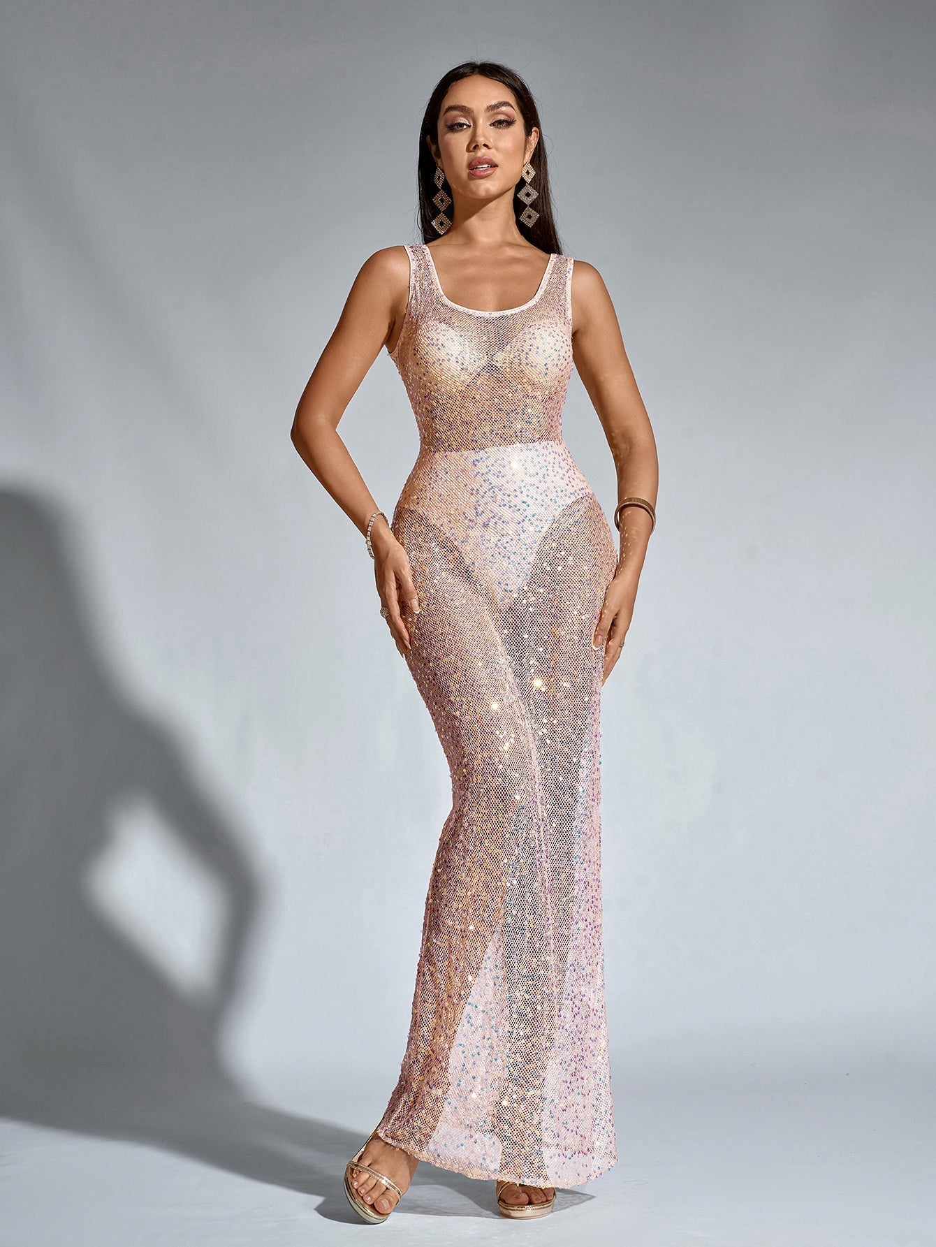 Sequined Maxi Dress - View 6 | WEUXS