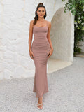 Mermaid maxi dress with lace detail - View 19 | WEUXS