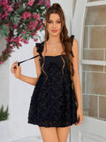 Floral Applique A-Line Mini Dress - View 7 | WEUXS