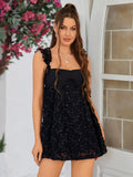 Floral Applique A-Line Mini Dress - View 9 | WEUXS