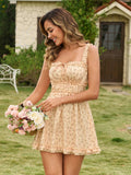 Floral mini dress with empire waist - View 15 | WEUXS