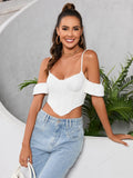 White corset crop top with sweetheart neckline - View 6 | WEUXS