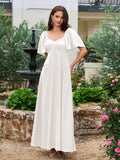 Long V-Neck Bow Back Crepe Dress - View 11 | WEUXS