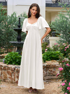 Long V-Neck Bow Back Crepe Dress - View 11 | WEUXS