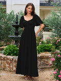 Long V-Neck Bow Back Crepe Dress - View 17 | WEUXS
