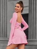 Bell Sleeve Knit Top and Skirt Set - View 6 | WEUXS