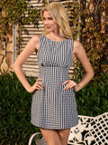 Plaid A-Line Dress with Tie Back - View 6 | WEUXS