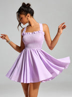 Ruched Bow Back Mini Dress - View 6 | WEUXS