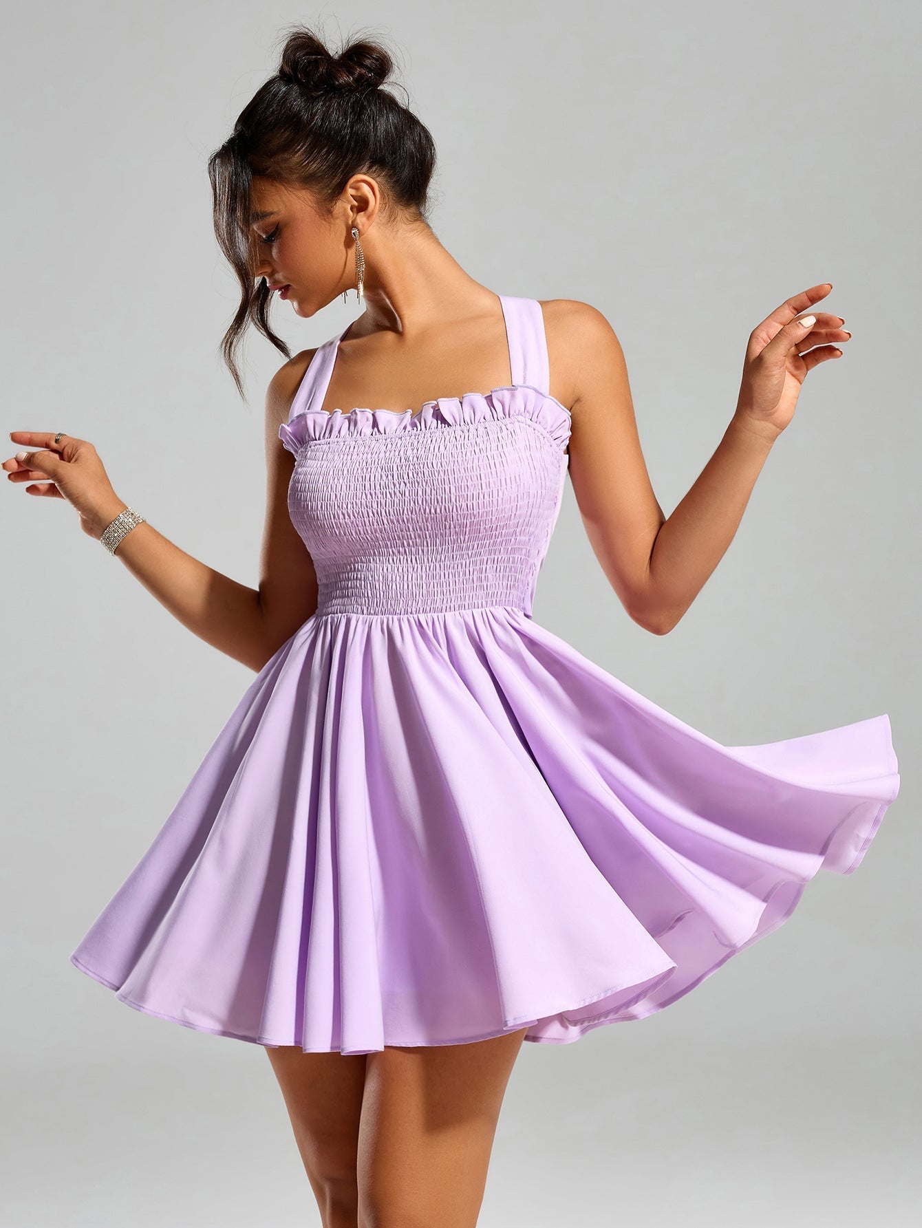 Ruched Bow Back Mini Dress - View 6 | WEUXS