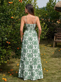 Floral print maxi dress with bow tie front and sweetheart neckline - View 8 | WEUXS