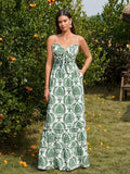 Floral print maxi dress with bow tie front and sweetheart neckline - View 11 | WEUXS